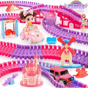 ألعاب Princess: 258pcs ألعاب لـ 3 4 5 5 فتيات من العمر 6 سنوات ، لعبة مسار سيارة ، مع دمية Caslte Barbi Car 4 سنوات ، والألعاب الوردية للبنات 3-5 ألعاب Girl Girl Age 3-6