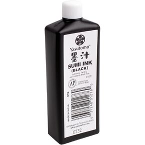 Yasutomo Bokuju Liquid Ink - 2oz Sumi Ink for Calligraphy and Artwork - Black Drawing Ink for use with Japanese Ink Brushes and Dip Pens