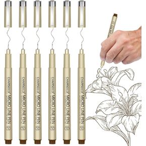 005 Micro Pen, 6 Pack Black Fine Point Pen with Waterproof Archival Ink, 0.23mm Fineliner Ink Pens for Artist Illustration, Sketching, Anime, Manga, Technical Drawing and Scrapbooking