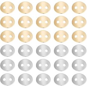 UNICRAFTALE 40pcs 2 Colors Stainless Steel Buttons Oval Buttons 2 Holes Sewing Button Curved Flat Oval Buttons for Sewing Fasteners Button Painting Handmade Ornament DIY Projects Hole 2mm
