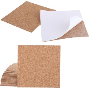 24 PCS Corkes Coasters منصات الفلين اللاصقة 4 "× 4" Corker Coasters Corks Self Reshesive Cork for Coaster Cork in Kuwait