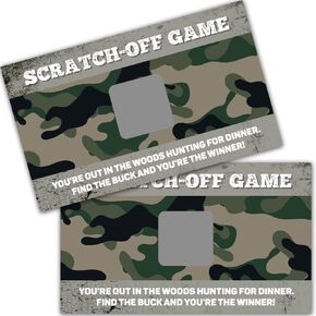 Haizct 50 Pack Adventure Theme Scratch Off Game, Camo Hunting Buck Scratch Card for Baby Shower Birthday Party Lottery Game Group Games Enterprises Activity, Baby Shower Idea