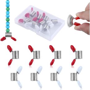 8 Pcs Bead Stoppers 10mm Bead Clamps for Jewelry Making Bead Wire Ends Bead Line End to Prevent Beads from Falling, Spring Steel, Beading Tools for DIY Bracelets Necklaces with Case