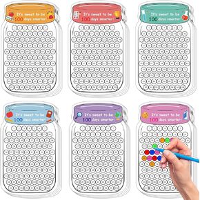 24pcs 100 يوم من المدرسة الحرفية DIY التلوين العد التنازلي الفنون الحرف اليدوية هدية للطفل متعة ماسون جرة ملصق سعيد 100 يوم من الاحتفال بالمدرسة ديكور المنزل أنشطة الفصول الدراسية prechool اللعبة لصالح