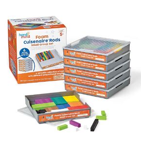 hand2mind Foam Cuisenaire Rods Small Group Set, Fraction Bars, Montessori Number Rods, Counting Blocks, Math Manipulatives, Math Teacher Supplies, Kindergarten Homeschool Supplies (6 Sets of 74)