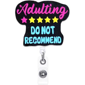 Funny Badge Reel Holder Nurse Please Avoid Using The Q-Word Nursing Badge Reels Retractable for Nurses Glitter Acrylic Medical Badge Clip RN LPN CNA LVN Cute ID Card Accessories Nurse Gifts