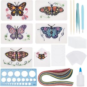 WEBEEDY 20 Sets DIY Butterfly Paper Quilling Kit for Adults Beginners Greeting Card Making with Envelope and Instruction,DIY Animal Cards for All Occasions for Birthday,Holiday,New Year,Thanksgiving