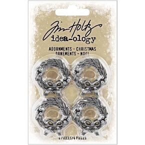 Tim Holtz - Advantus Idea-Ology Metal Adornments 4/Pkg-Christmas Art Craft, Lumberjack Plaid