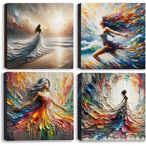 hyzsj 4 Pack Paint by Numbers Kit for Adults with Frame,Women Paint by Number Canvas, Paint by Numbers with Easel, DIY Paint by Number Kits for Home Wall Decor