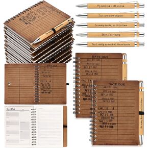 10 Set Librarian Gifts Library Due Date Notepad Spiral Bulk with Motivational Bamboo Pen A6 Lined Notebook Employee Appreciation Gifts for Book Lover Reader Library Coworker Staff Workers