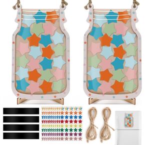 2Pack Magnetic Incentive Jar for Classroom Board Personalized Reward Stars Incentive Jar 200pcs Stickers Bulletin Board Chart Behavior Jar Classroom Management Tool Tokens Potty Training