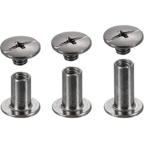 uxcell 75 Sets Chicago Screw Rivets Metal Phillips Head Binding Screws Post Nail Rivet Stud Screw for DIY Leather Belt Bag Craft Bookbinding, 3 Sizes, Gunmetal