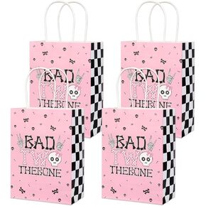 Jollyboom Bad اثنين من الديكور لحفل العظام ، 16pcs هيكل عظمي الموضوع 2nd عيد ميلاد ديكورس هدايا حقيبة هدية مع مقابض هدية هدية حقيبة سيئة 2 العظام 2nd عيد ميلاد الزخارف للفتاة