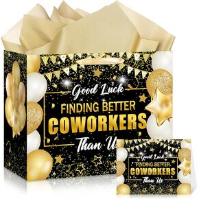 Farewell Going Away Party Decorations,Good Luck Finding Better Coworkers Than Us&We Will Miss You Gift Bags with Wrapping Paper Card for Goodbye,Retirement,Coworker Leaving Party Supplies Decor Gifts