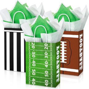 Pasimy 24 Pcs Football Goodie Bags with Tissue Papers Candy Treat Bags Football Gifts Party Decoration Bulk for Bowl Sports Game Theme Birthday Party Favors Supplies