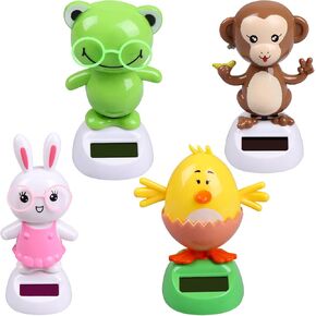 6 Pcs Dancing Monkey Toy Solar Powered Dancing Animal Dolls Swinging Animated Bobble Dancer Window Sun Catcher Car Decor Portable Suncatchers,Hen Shark Flamingo Cactu Home Car Ornament Toys Gifts