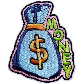 US Dollar Bags Embroidered Patch, Money Bag Pocket Iron On Patch, Custom Decorative Emblem Applique Repair Patch Accessories for Clothes Jacket Jeans Bags