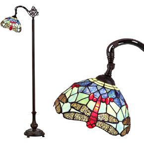 JONATHAN Y JYL8010A Dragonfly Tiffany-Style 60" Arched LED Floor Lamp, Tiffany, Traditional, Elegant, Office, Living Room, Family Room, Dining Room, Bedroom, Hallway, Foyer, Bronze