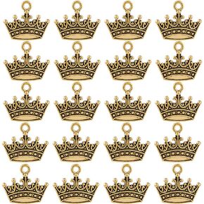 SUNNYCLUE 1 Box 100Pcs Gold Tiara Charms Princess Crown King Tiny Crown Charm Bulk Princess Dangle Pendants for Jewelry Making DIY Earrings Bracelet Necklace Birthday Party Gift