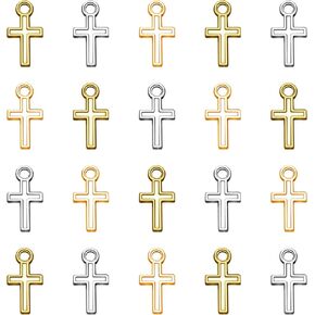 300Pcs 3 Colors Alloy Jesus Cross Charms Tiny Cross Charm Small Rosary Crucifix Pendants for Catholic Rosary Beads Necklace Jewelry Making Crafting