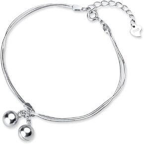 Charming Fashion 925 Silver Plated Bracelet Jingle Bells Bead Charm Bracelet Lady Jewelry Chain Adjustable Bracelet Anklet for Women