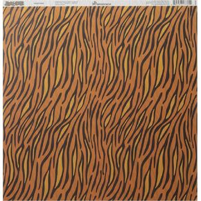 Reminisce Jungle-icious 12 by 12-Inch Double Sided Scrapbook Paper, Tiger Print