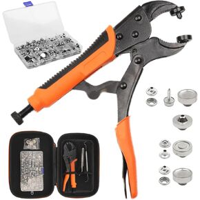 Snap Tool for Boat Cover - Heavy Duty Snap Fastener Snap Tool Snap Button Starter kit with 15mm Marine Grade Snap Button with Punch Hole Function for DIY Leather Canvas Tarps