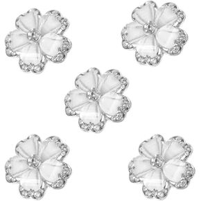TEHAUX 5pcs Decorative Rhinestone Button for Sewing and Crafting, Flower Shape Shank Buttons, Crystal Decoration Brooch Button, Sparkling Embellishments for Clothes and Accessories