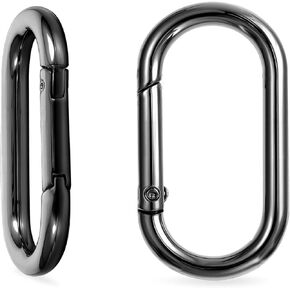 6Pcs Spring O Ring Clip for Purse, Gold Carabiner Clip Gold Key Rings for Keychain Bag Strap Clip Alloy Round Buckle Key Hook Purse Strap Extender Clip for Bags,Purses(Black)