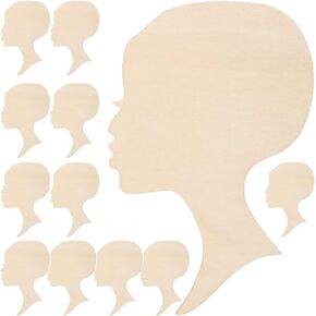 Ipetboom Wood Wreath Boards 12Pcs African Woman Wooden Cutout DIY Wooden Template Head Wooden for DIY Mothers Day Present Crafts Wreath Door Sign Wall Unfinished Wood Cutout