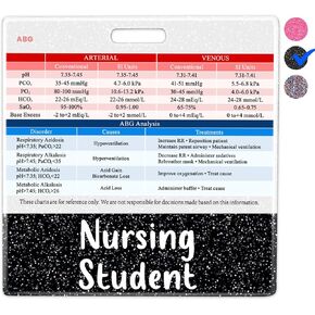 Plifal Respiratory Therapist Badge Buddy with ABG Arterial Blood Gas Card - Nurse Vital Signs Badge Card, Black Horizontal Professional Reference Analysis Flash Card Cheat Sheet for Graduation Work