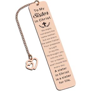 to My Sister in Christ, Bible Religion Bookmark Gifts, Inspirational Christian Gifts for Women Faith Easter Basket Stuffers for Her Baptism Encouragement Gifts Birthday Worship Bible Study Supplies