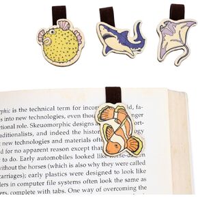 Kawaii Magnetic Bookmarks, Handmade Wooden Bookmarks, Fish Bookmark for Women Men Kids, Cute Bookmarks Book Lovers Gifts, Unique Gift for Fish Lover | 4 Pieces, Ocean Fish 2