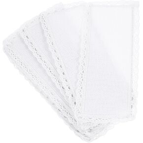 LALAFINA 10pcs Cross Stitch Bookmarks Cotton Fabric Bookmark DIY Embroidery Bookmarks Edged Lace Bookmark for Beginners and Craft Enthusiasts, 7.87 X 3.34Inch