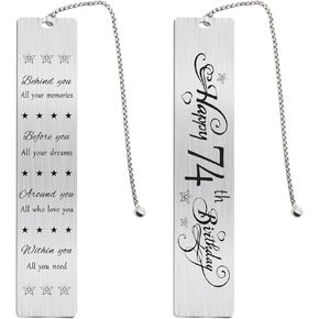 Jzxwan Happy 74th Birthday Gifts for Women Men, 74 Year Old Birthday Bookmark, Female 74 Yr Old Bday Card Gift Ideas, 1951 Book Mark for Woman Man, 74th Bday Decorations