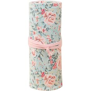 Milisten Pencil Wrap Roll Up Case Pen Pend Pender Process Pouch مع 48 فتحة لأقلام الرصاص الملونة (نمط الأزهار الوردي)