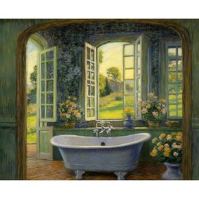 Tucocoo Bathroom Scenery Paint by Numbers Kits 16x20 inch Canvas DIY Digital Oil Painting for Adults with Brushes and Acrylic Pigment - Bathtub Rustic Style for Home Decor Gifts (Without Frame)