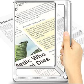 5X Full Page Magnifying Glass for Reading, Lightweight Rectangular Magnifier Provides Large Book Page Viewing Area, Upgraded Handheld Magnifier for Reading Small Prints for Seniors, Low Vision