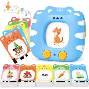 Talking Flash Cards for Toddlers 1-5 Clear Voice & Thick Cards & Easy to Slide in and Out, Independent Play & Speech Development Toys, 16 Topics