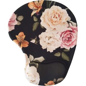 Floral Aesthetic Portable Mouse Pad Computer Sublimation Mouse Pads Small 3D Gel Mouse Pad with Wrist Support Black