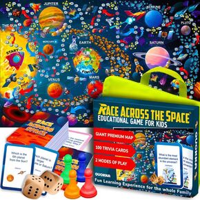 Quokka Board Game 1 to 10 Players - Learning, Educational - Geography, World - 100 Question Cards, Top Facts - Indoor, Outdoor - Kids, Teens, Adults, Family