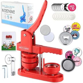 Button Maker Machine Multiple Sizes 1+1.25+2.25in (500 Buttons,15 Bottle Openers,15 Fridge Magnets,15 Keychain Buttons, 500+ Designs,3 Cutters) - Pin Maker Machine