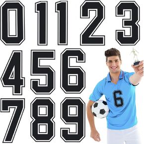Number Iron on Decals, 20 Pcs Iron on Numbers for Jersey 8 Inch Number 0-9 Black Iron on Patches Heat Transfer Vinyl Number Patches for T Shirts Team Uniform Sports Football Baseball Clothing Decor