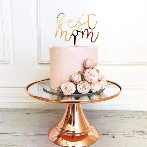 6 أجهزة كمبيوتر سعيدة عيد الأم الكعكة أفضل أمي من أي وقت مضى كعكة توببر أكريليك مرآة الكعكة توبيبر تزيين الكعكة الديكور لعيد الأم (الذهب) in Kuwait