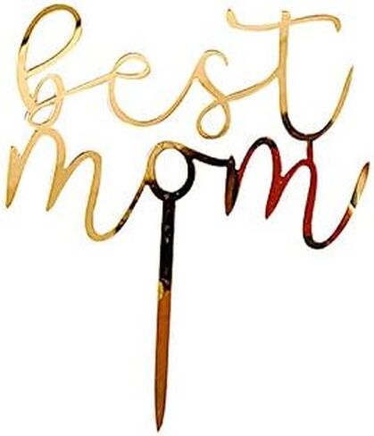 6 أجهزة كمبيوتر سعيدة عيد الأم الكعكة أفضل أمي من أي وقت مضى كعكة توببر أكريليك مرآة الكعكة توبيبر تزيين الكعكة الديكور لعيد الأم (الذهب) in Kuwait