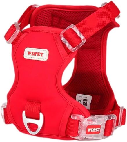 No Pull Dog Harness for Small Medium Dogs, Puppy Harness & Anti-Twist Leash Set, Adjustable & Padded, Puppy Harness with 2 Ultra-light Aluminum Alloy Leash Clips (Red, Large) in Saudi Arabia