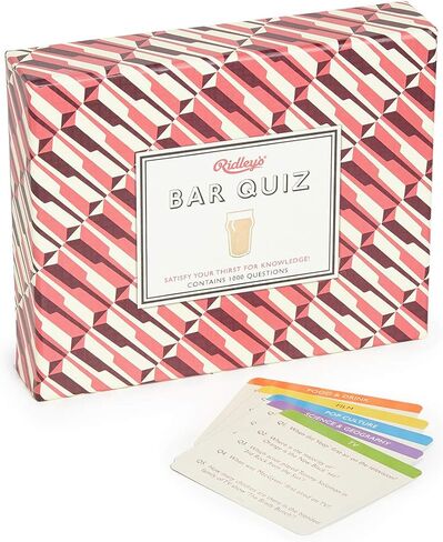تتضمن لعبة بطاقة Ridley’s Bar Quiz Trivia-ألعاب التوافه للبالغين والأطفال-2-6 لاعبين-10 مواضيع صعبة-بطاقات مسابقة ممتعة تقدم هدية رائعة in Kuwait