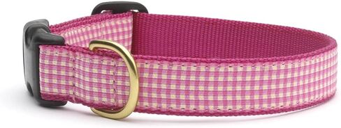 Up Country Pink Gingham Dog Collar, Small (9 to 15 inches) 5/8 inch Narrow Width in Saudi Arabia