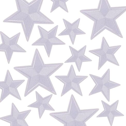15PCS Star Iron on Patches, Embroidered Repair Patch, Star Sew On/Iron On Patch Applique for Clothes, Dress, Hat, Jeans, Backpacks, Jackets, DIY Accessories (White) in Saudi Arabia