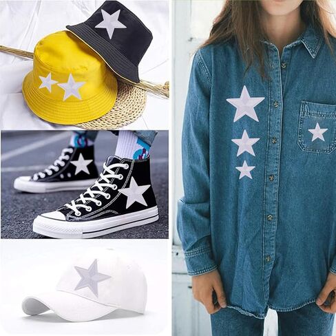 15PCS Star Iron on Patches, Embroidered Repair Patch, Star Sew On/Iron On Patch Applique for Clothes, Dress, Hat, Jeans, Backpacks, Jackets, DIY Accessories (White) in Saudi Arabia